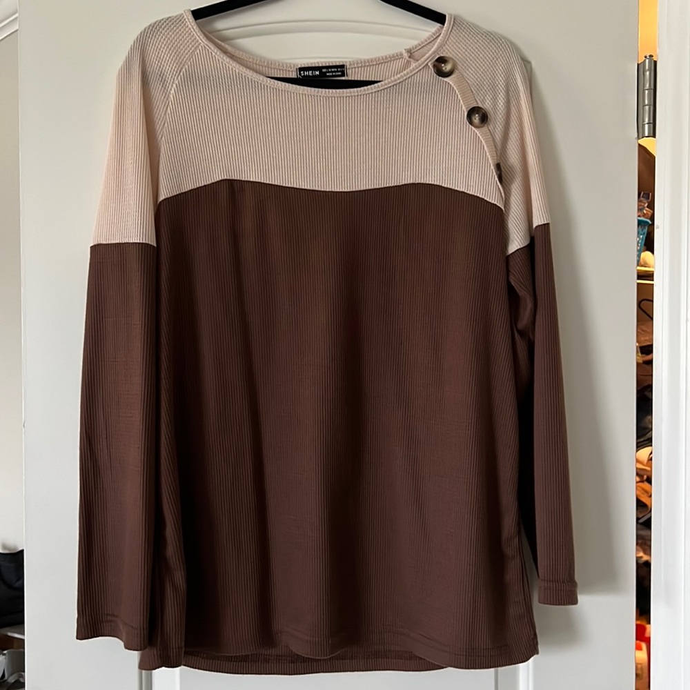 Shein two tone waffle knit tee